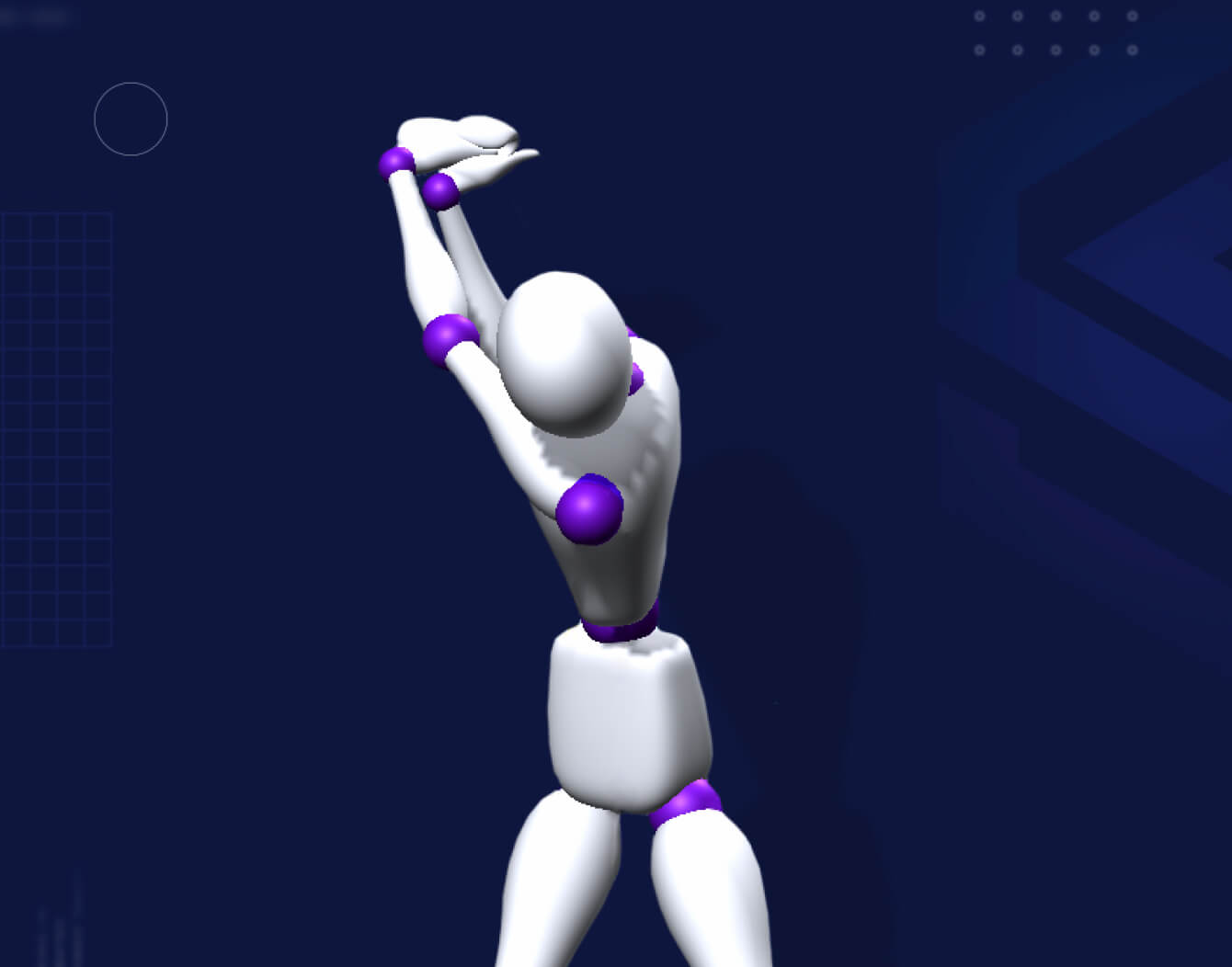 3D model of a golf swing generated by Sportsbox AI for detailed biomechanics analysis.
